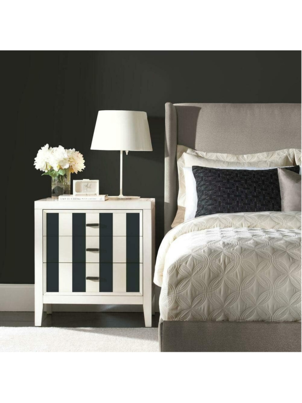 RoomMates RMK11082WP Black Awning Stripe Peel and Stick Wallpaper 20.5" x 16.5ft